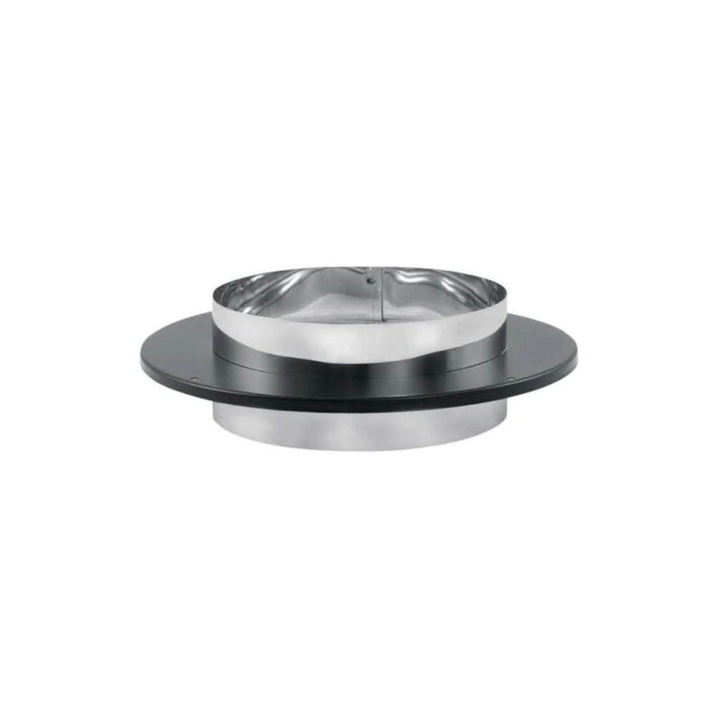 Chimney adapter with trim, stainless-steel top and dark outer collar