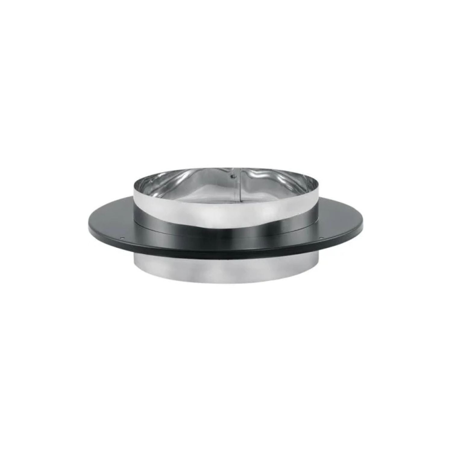 Chimney adapter with trim, stainless-steel top and dark outer collar