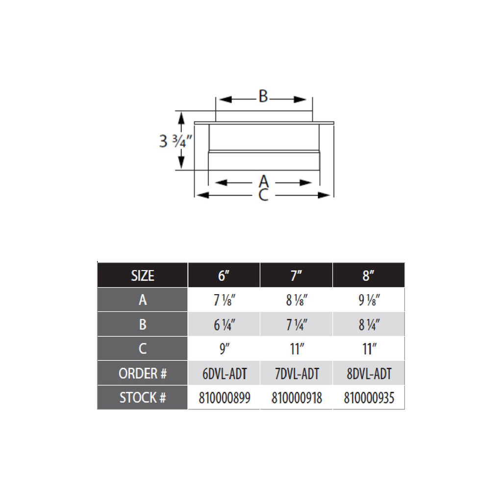 DuraVent DVL-ADT DVL Chimney Adapter with Trim