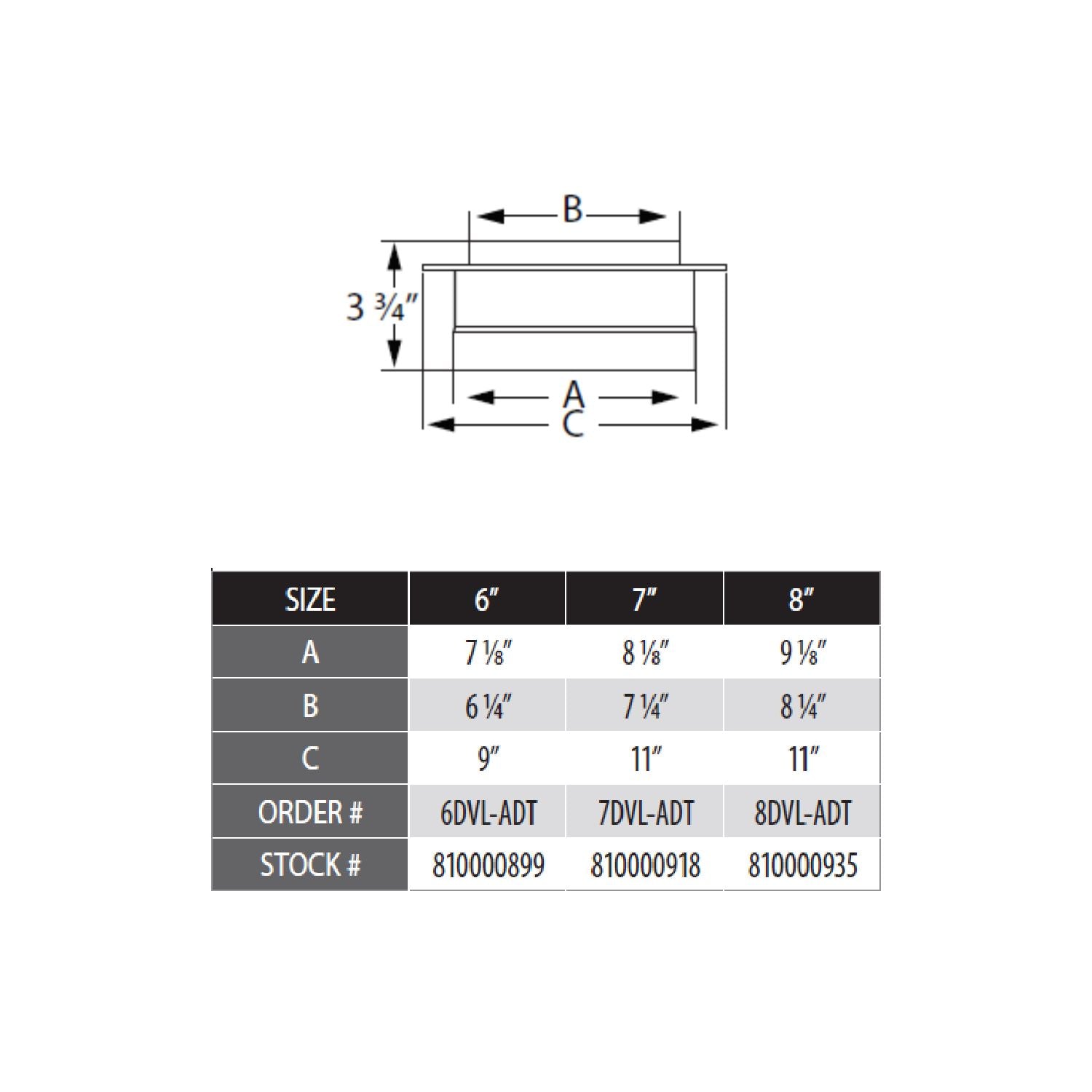DuraVent DVL-ADT DVL Chimney Adapter with Trim