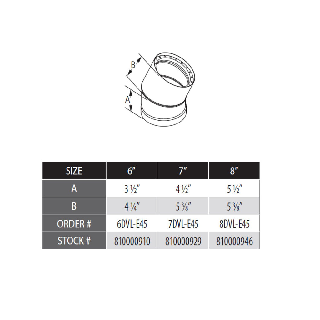DuraVent DVL-E45 DVL Double-Wall Black 45 Degree Elbow