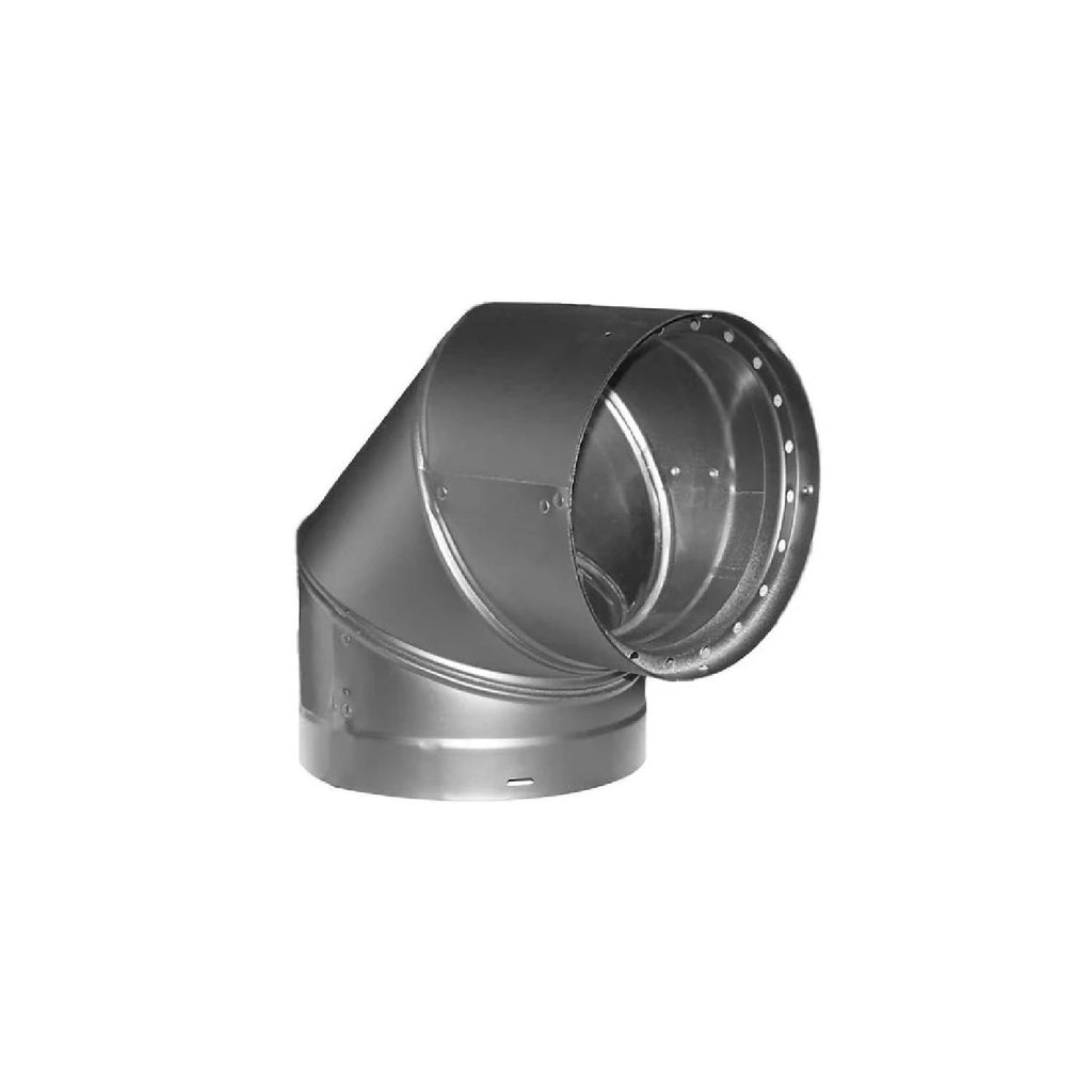 Double-wall 90 degree elbow, black vent pipe with flanged round ends