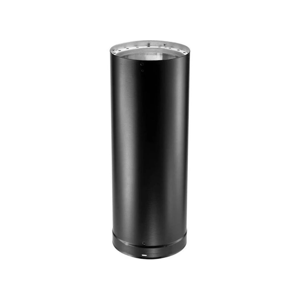 Black double-wall vent pipe, 8-inch diameter, cylindrical with top rim and base seal.