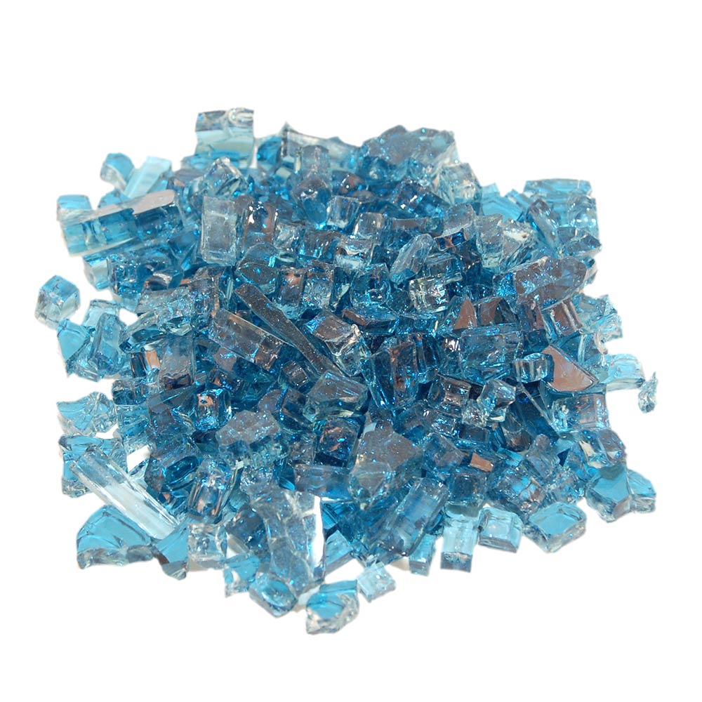 Blue fire glass chunks for fireplace, clear cut crystal pieces