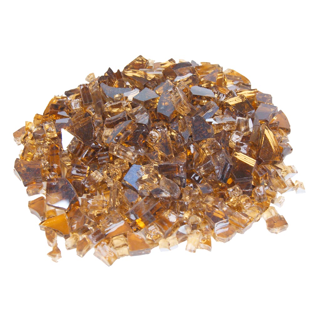 Copper reflective fire glass chunks, mixed amber and dark brown pieces