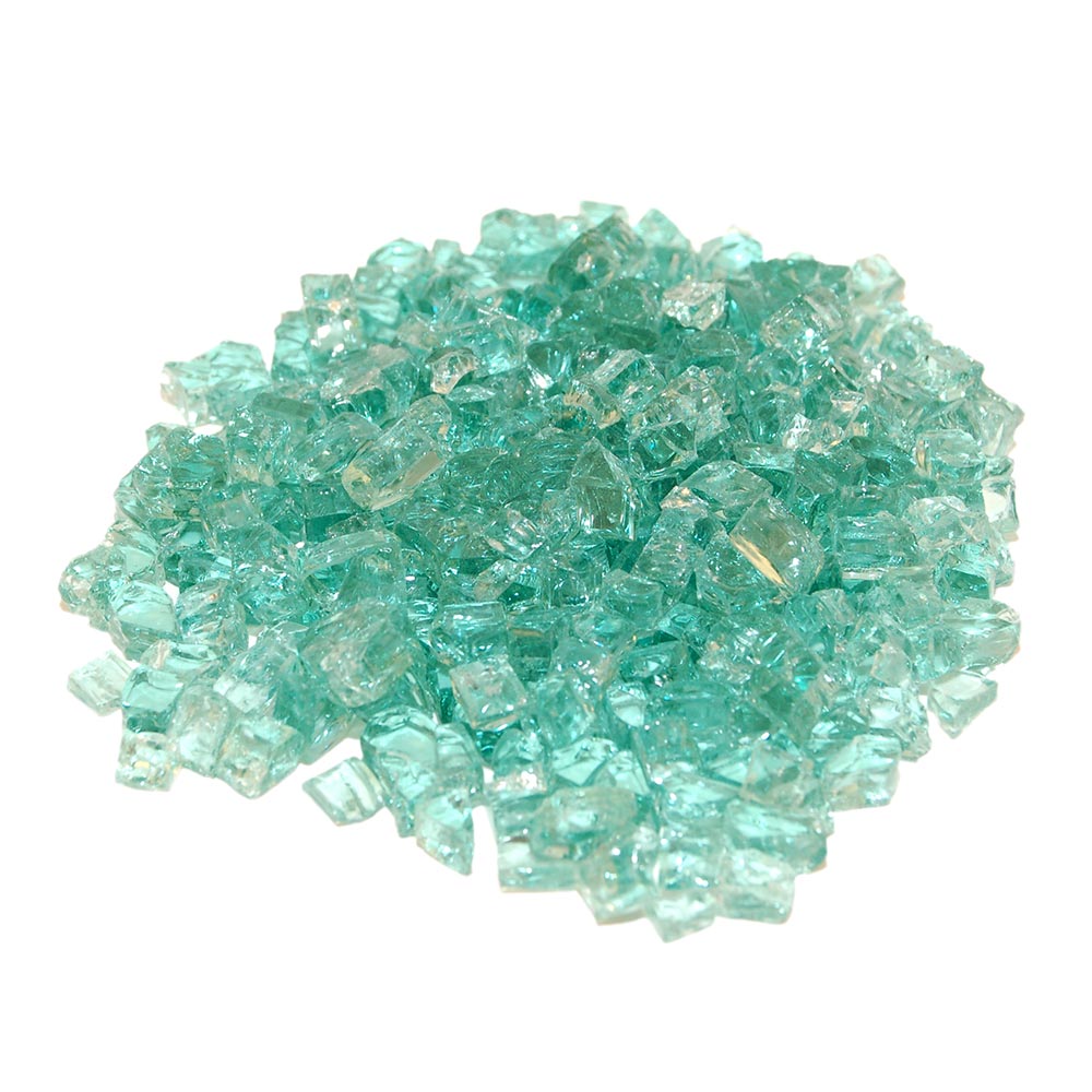 Emerald green fire glass chunks, crushed translucent shards
