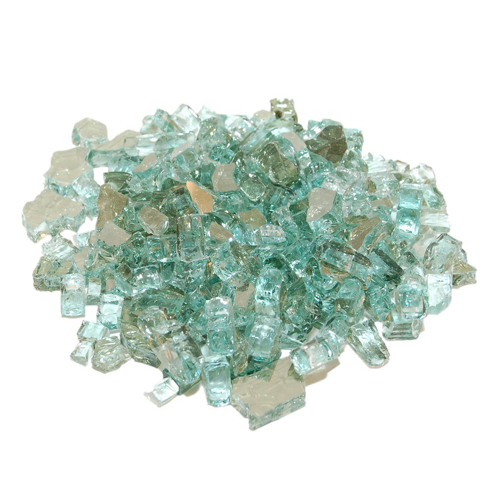 Emerald reflective fire glass, clear green sparkle glass chunks