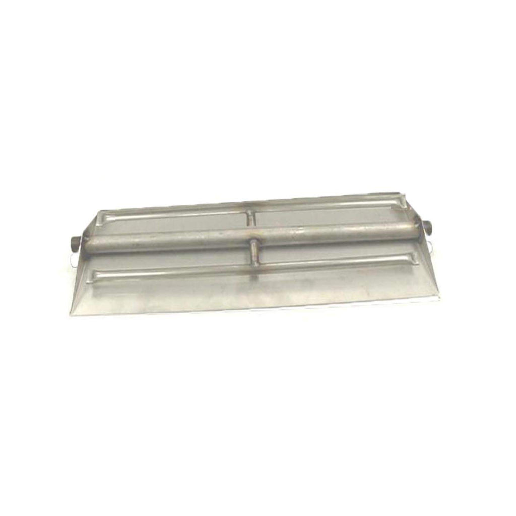 Stainless steel vented burner cover panel with side mounting tabs