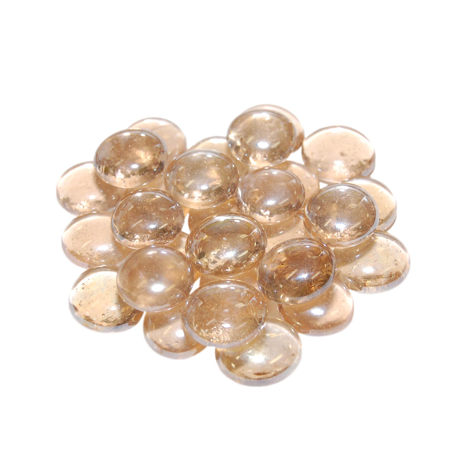 Champagne fire glass gems, rounded clear stones with gold tint