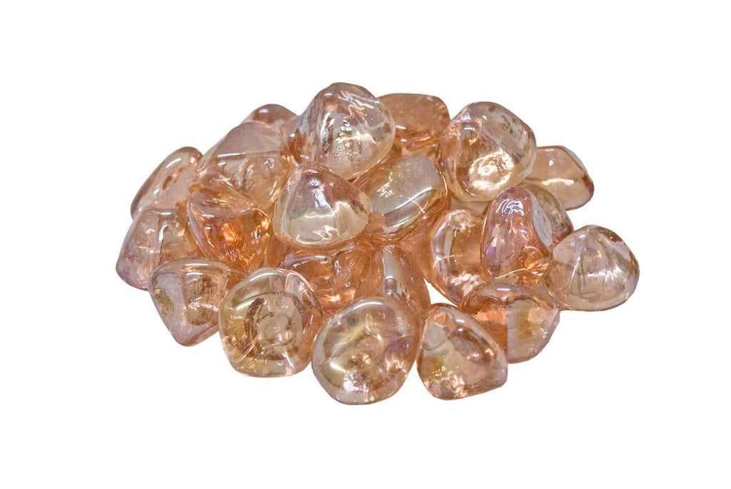 Rose diamond nugget fire glass nuggets, clear and amber-toned pieces