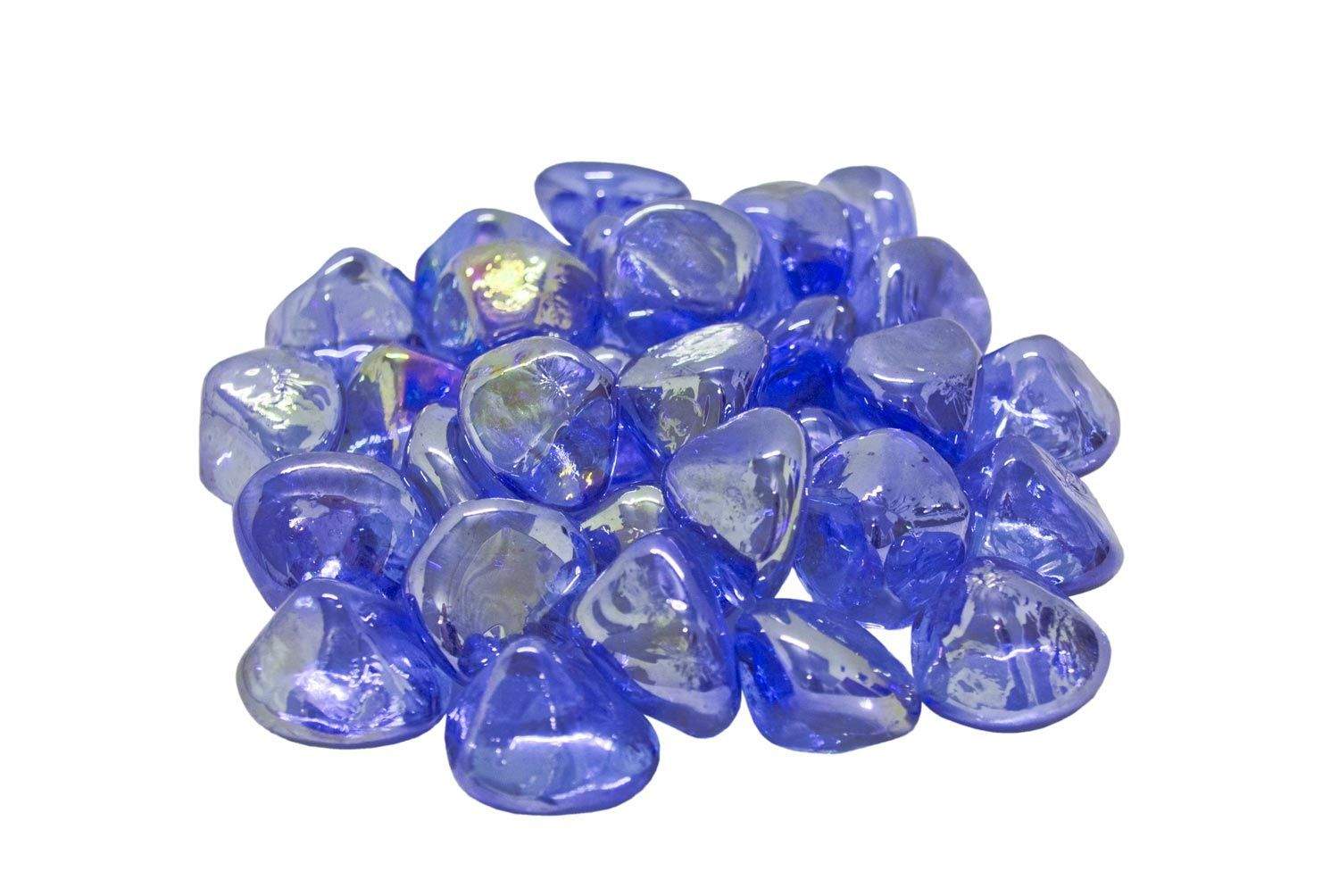 Diamond fire glass nuggets in pacific blue, mixed sizes