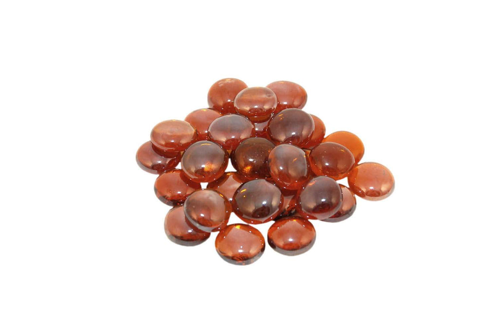 Deep amber fire glass gems, rounded polished stones