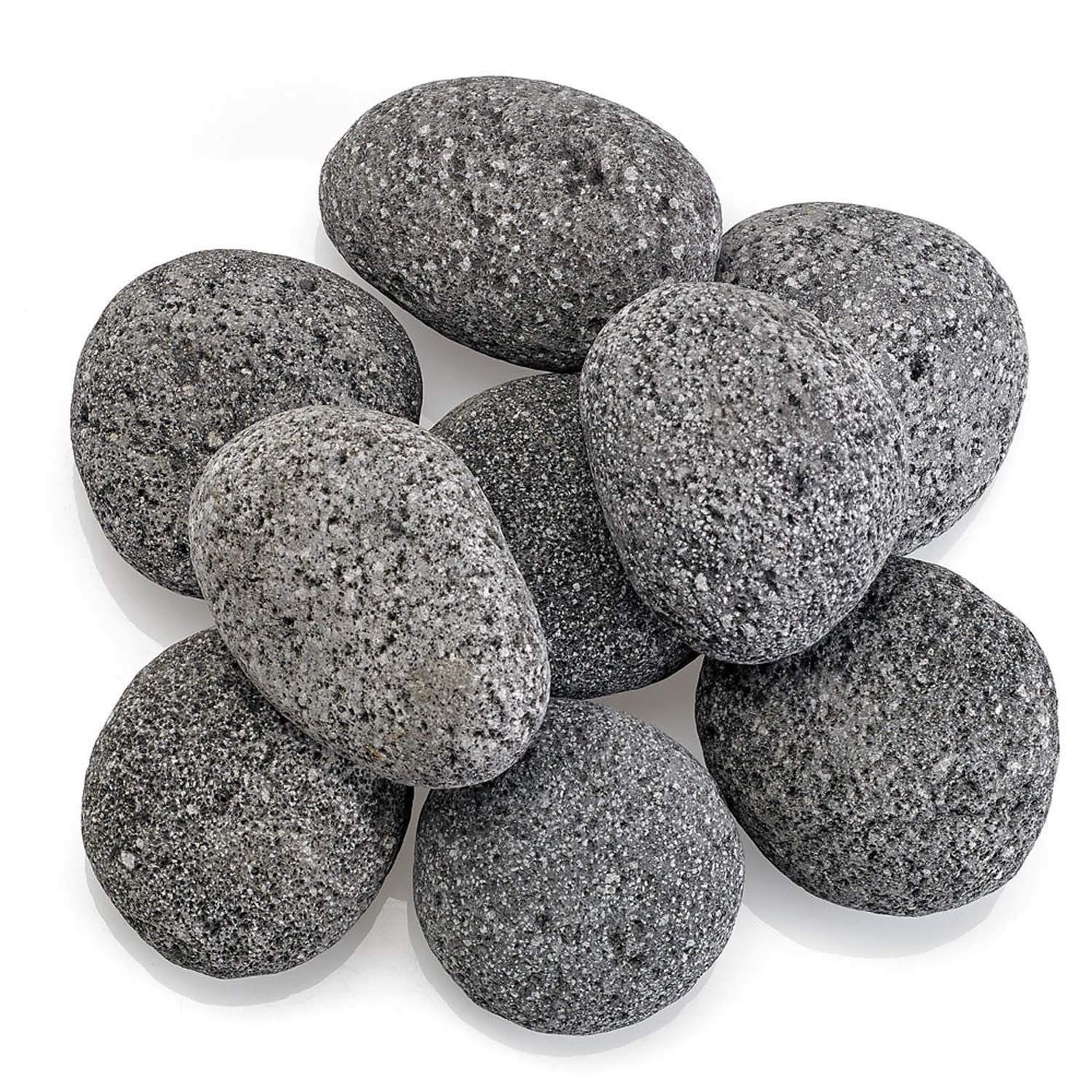 Gray speckled lava stones, rounded 2–4 in pieces for fire glass