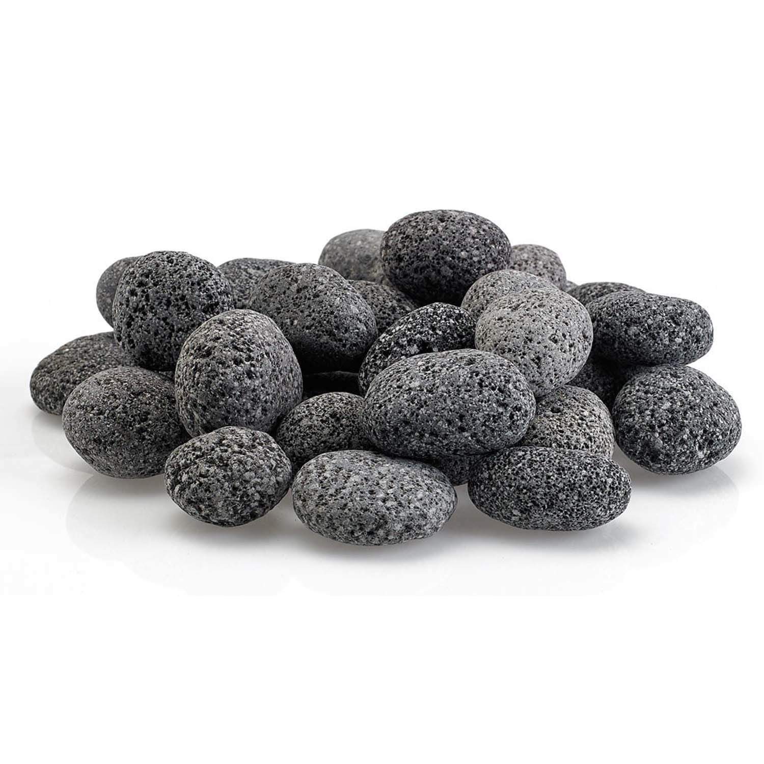 Gray lava rocks, small 1/2–1 inch, bundle of rounded fire glass stones