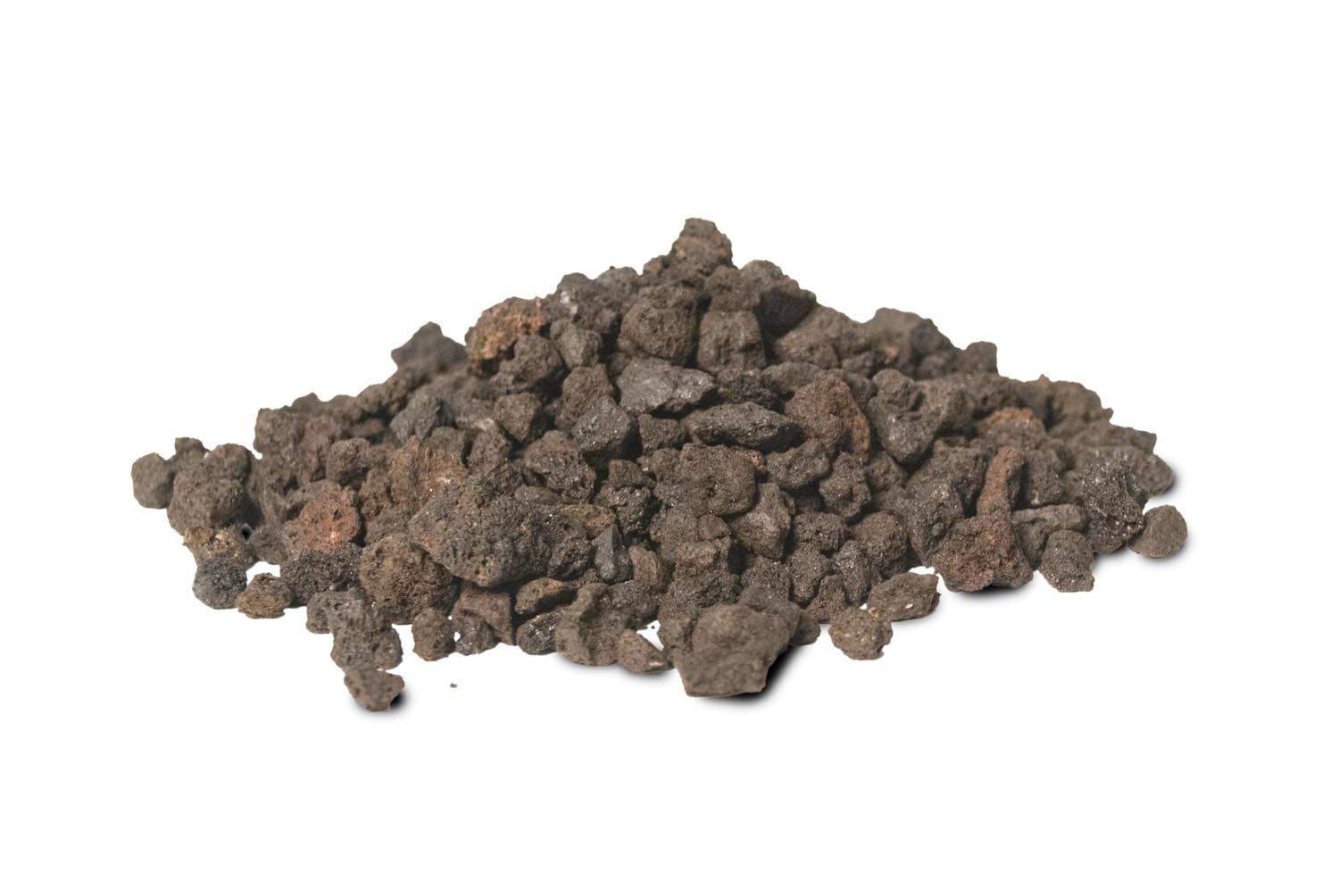 Lava fire granules pile, dark brown/black volcanic rock pieces