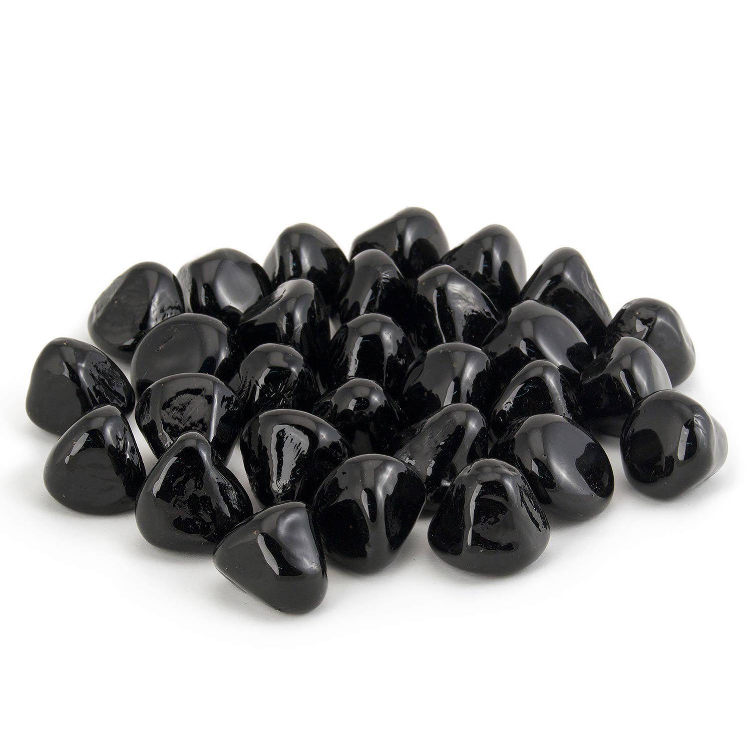 Fireplace diamond nuggets, glossy deep black, scattered