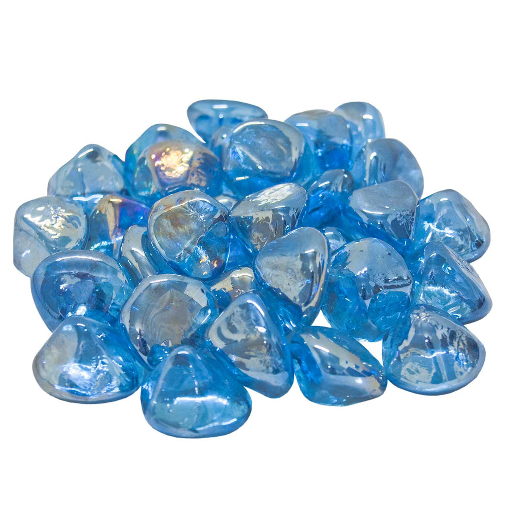 Steel blue diamond nuggets, mixed glossy stones in a small pile