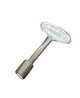 3-inch universal valve key, silver satin finish, hex end, Dante logo badge