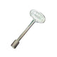 Universal valve key in silver tone with round head and short socket tip.