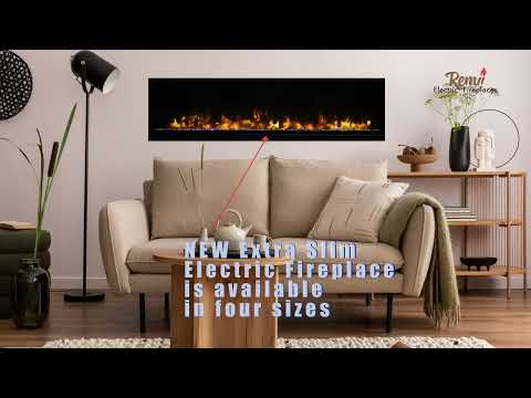 Remii 1027xx-XS Extra Slim Indoor Built-In Electric Fireplace with Black Steel Surround