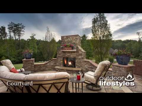Outdoor Lifestyles Courtyard 42-Inch Contemporary Outdoor Natural Gas Fireplace
