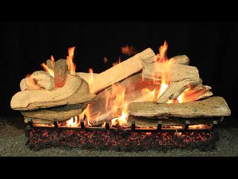 Hargrove Mountain Timber Vented Large Gas Log Set with Ember Supreme Burner Kit, Natural Gas Only (HGMTS-ESB)