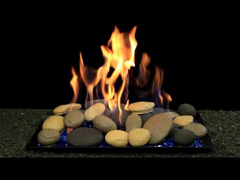 Hargrove 18-Inch Blazing River Stones Full Pan Vented Gas Set with Burner Kit (HGFRR18-FPB)
