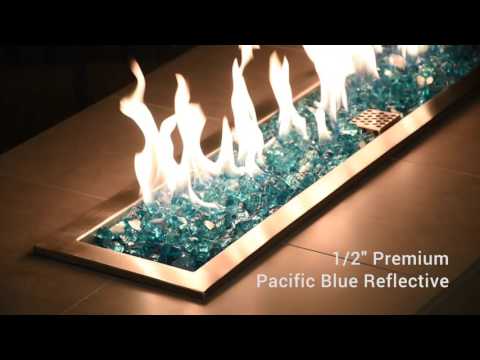 American Fire Glass 1/2-Inch Premium Fire Glass, 10 lbs, Pacific Blue Reflective
