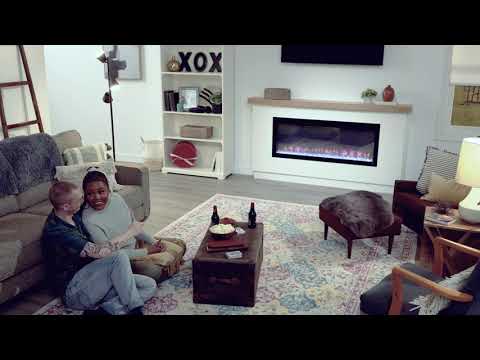 Simplifire 50-Inch Allusion Platinum Linear Electric Fireplace with Ready-to-Finish Boyd Build-Out Mantel Package