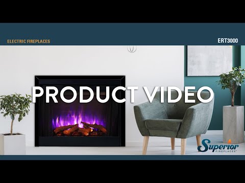 Superior MPE-3x-N Built-In Electric Fireplace with Charred Split Oak Logs and Glowing Ember Bed