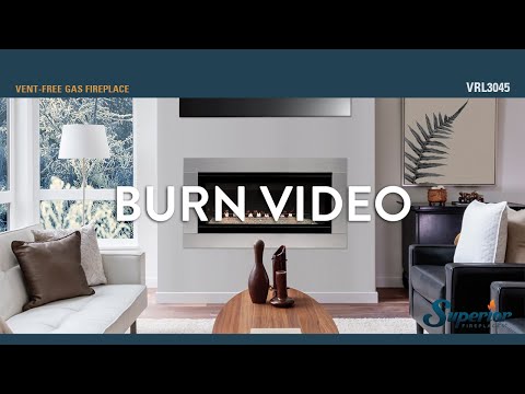 Superior VRL3055 55-Inch Electronic Ignition Vent-Free Gas Fireplace with Remote, Lights & Crushed Glass Media