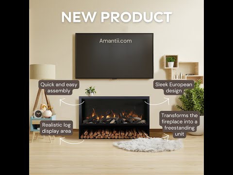 Amantii Symmetry Extra Tall Indoor/Outdoor Built-In Smart Electric Fireplace on Pedestal
