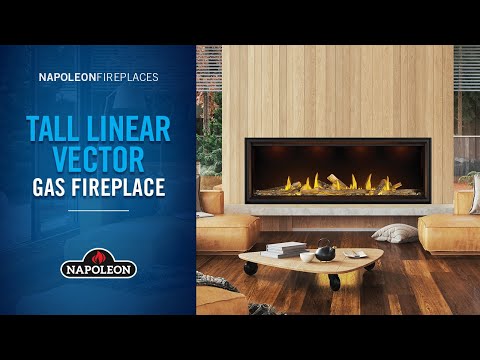 Napoleon Tall Linear Vector 74-Inch Single-Sided Direct Vent Gas Fireplace with Luminous Logs