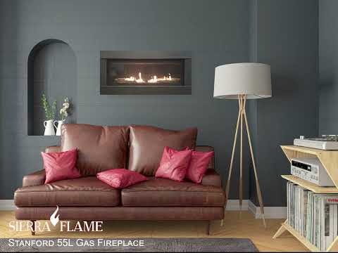 Sierra Flame STANFORD-55G-DELUXE 55-Inch Stanford Direct Vent Built-In Linear Gas Fireplace with Fireglass and Rock Media