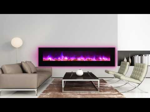 Amantii WM-FM Wall Mount/Built-In Smart Electric Fireplace with Logs and Glass Surround
