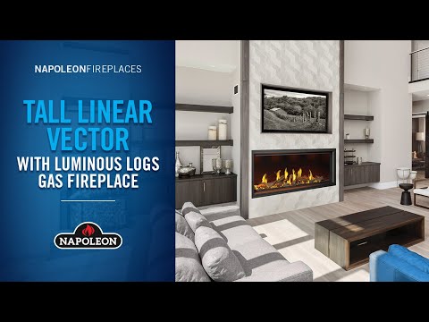 Napoleon Tall Linear Vector 74-Inch Single-Sided Direct Vent Gas Fireplace with Luminous Logs