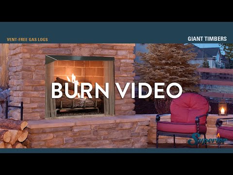 Superior 36-Inch Vent-Free Outdoor Masonry Gas Firebox with 24-Inch Gas Log Set (VRE6036)