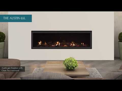 Sierra Flame AUSTIN-65G-DELUXE 65-Inch Austin Direct Vent Built-In Linear Gas Fireplace with Fireglass and Rock Media