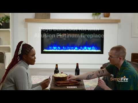 Simplifire 50-Inch Allusion Platinum Linear Electric Fireplace with Ready-to-Finish Boyd Build-Out Mantel Package