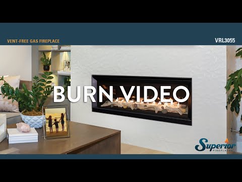 Superior VRL3055 55-Inch Electronic Ignition Vent-Free Gas Fireplace with Remote, Lights & Crushed Glass Media