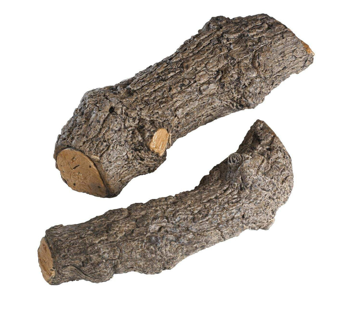 Decorative bonus logs set of two, textured brown wood-look pieces