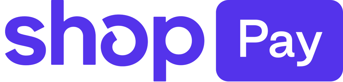 purple shop pay logo on white background