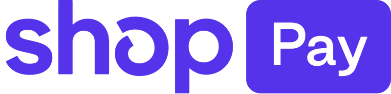 purple shop pay logo on white background