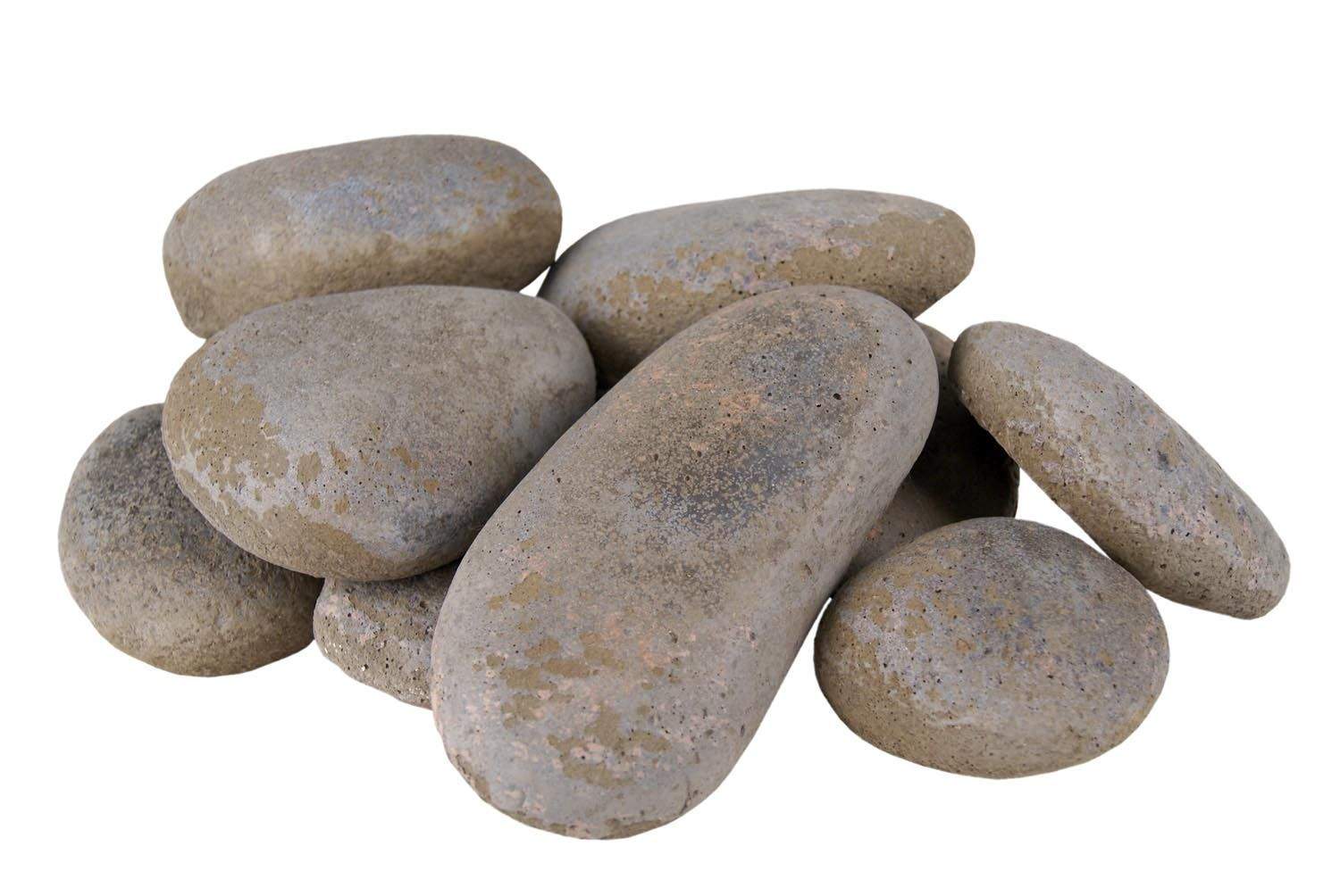 Slate river rock stones, smooth oval pieces in gray and tan