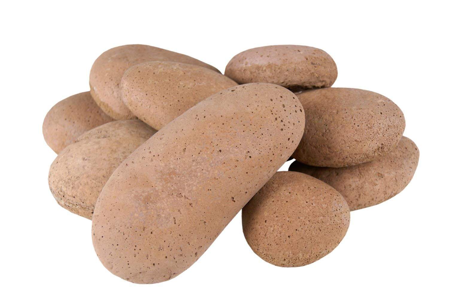 Terracotta river rock stones set with smooth oval pebbles